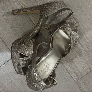 Adrianna Papell Metallic Strappy Heels